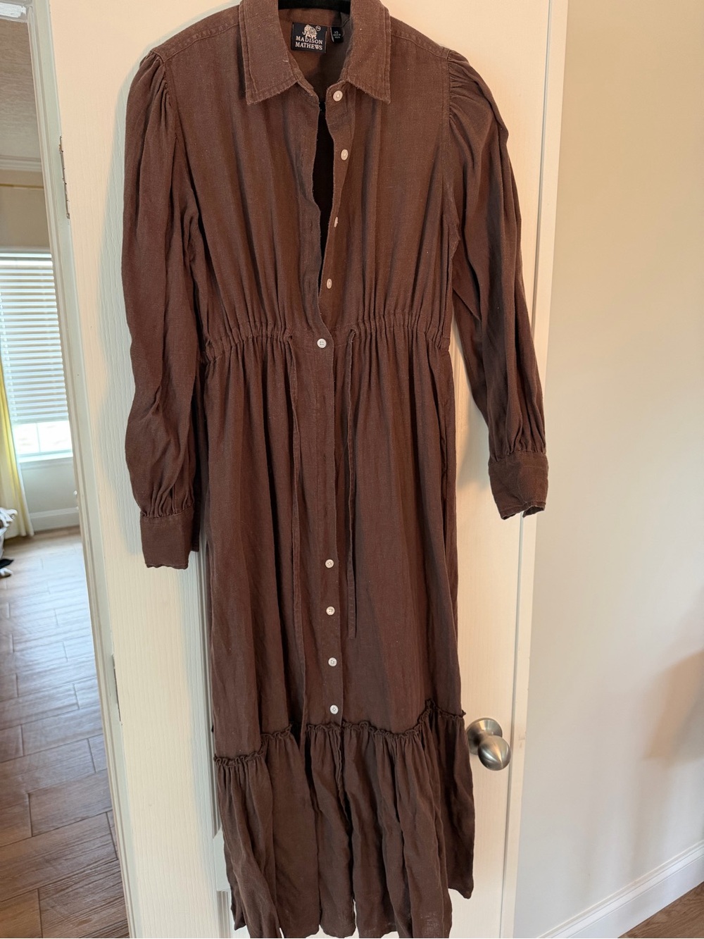 Women’s Chocolate Brown Button-Front Maxi Dress